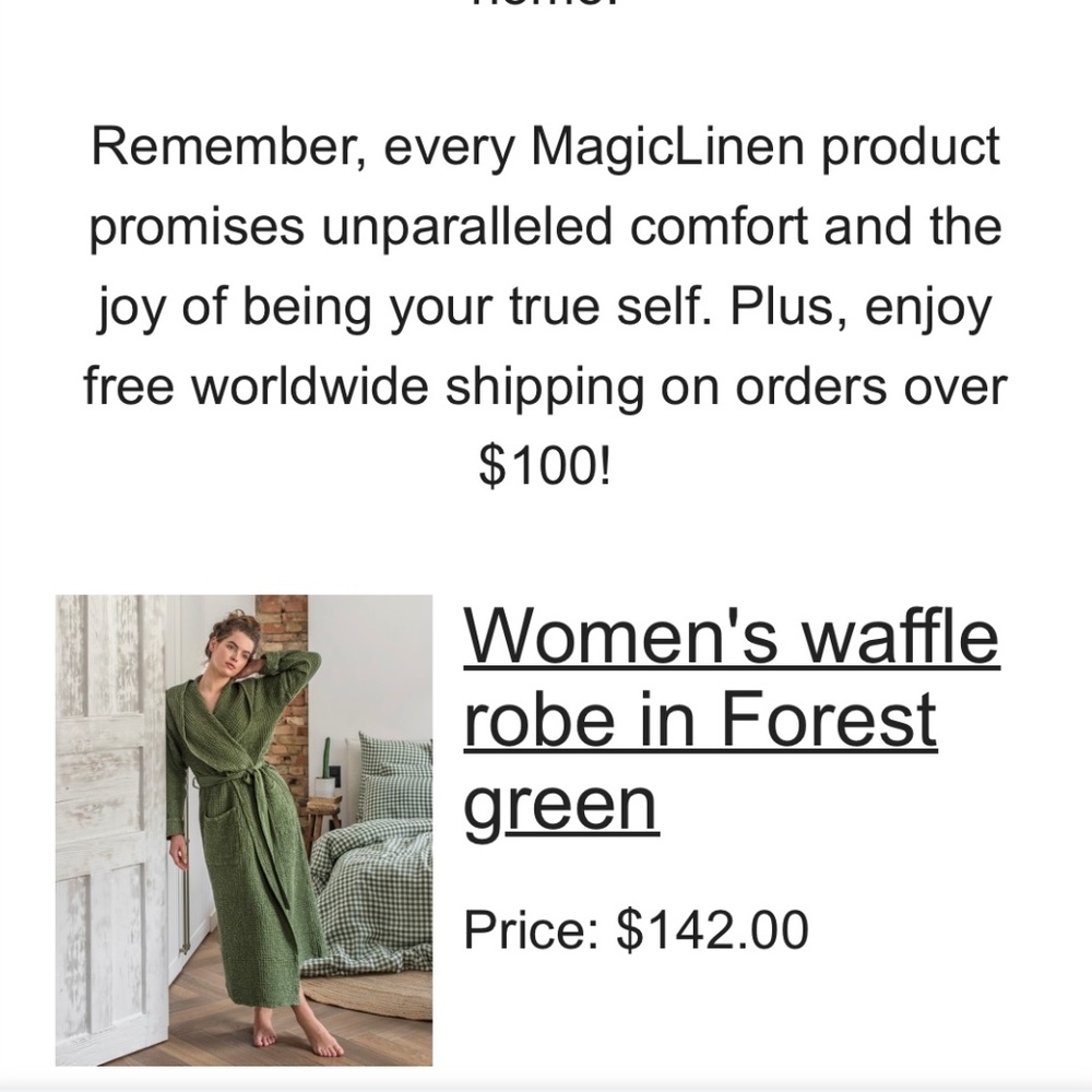Magic Linen L/XL Green Waffle hooded Robe - Picture 3 of 11